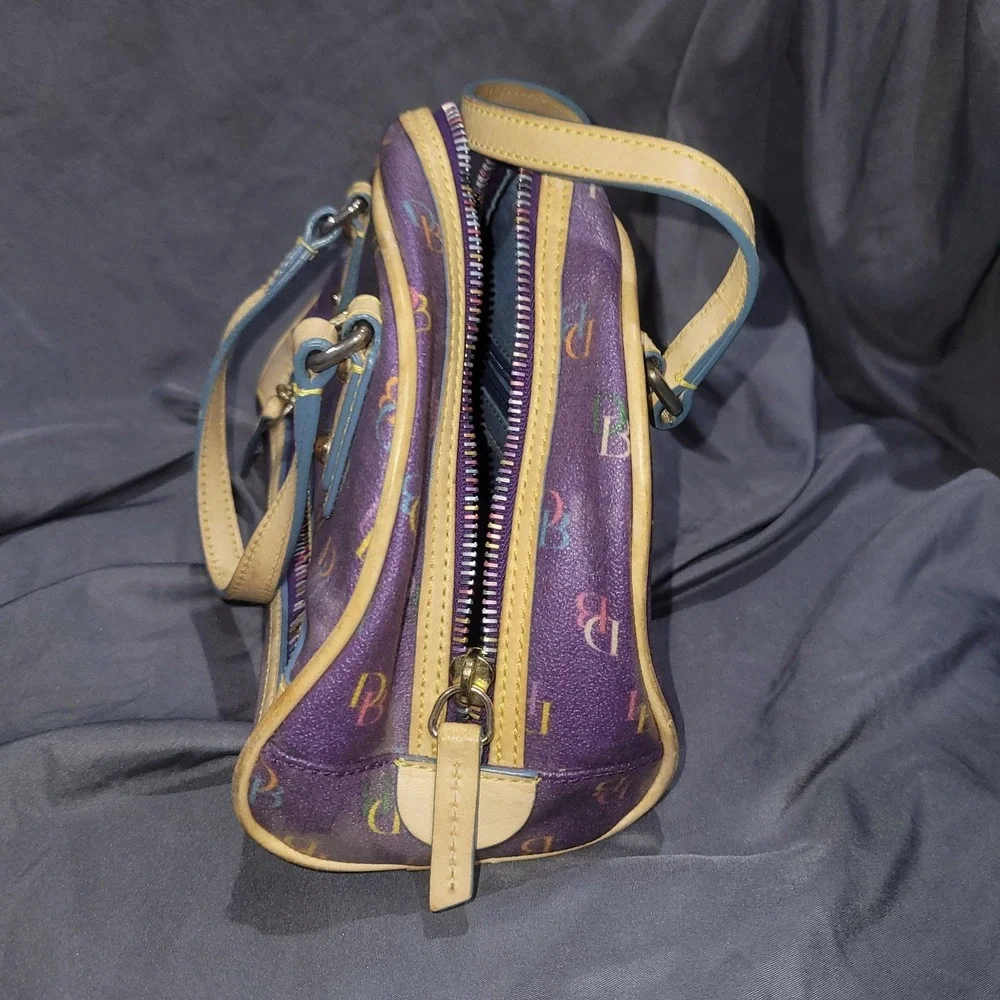 VTG Dooney and Bourke Mini Dome Boston Purple w/ Multicolored Zipper Y2K Bowling